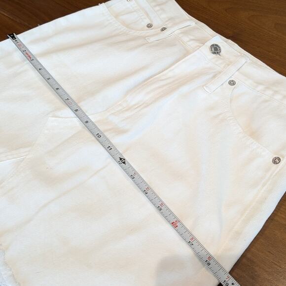 J.Crew Jeans White Denim Frayed Raw Hem Distressed Mini Skirt, size 26 - Picture 7 of 8